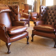Bespoke Pair of Georgian Leather Wing Chairs